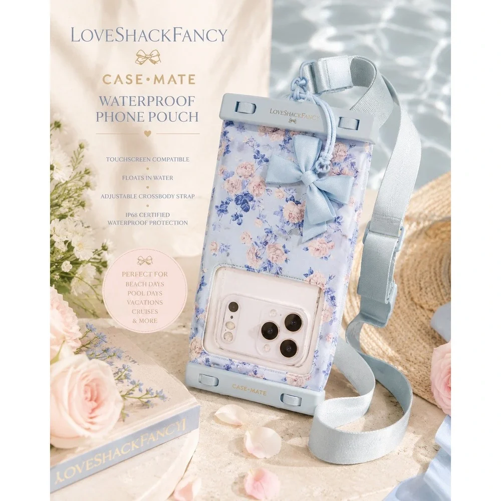 LoveShackFancy x Case-Mate Waterproof Phone Pouch Crossbody NIB Floral